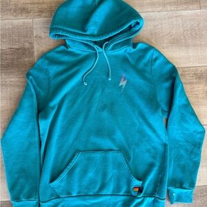 Aviator Nation Turquoise Hoodie with Lightning Bolt